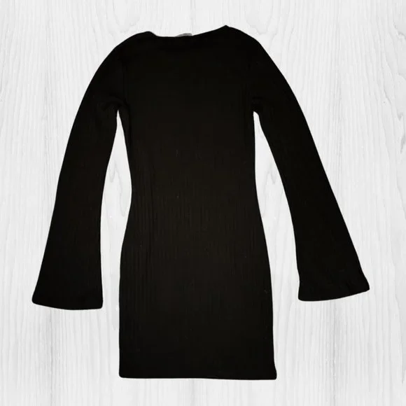 ASOS Black Flare Sleeve Mini Dress - Size: XS - Picture 4 of 5